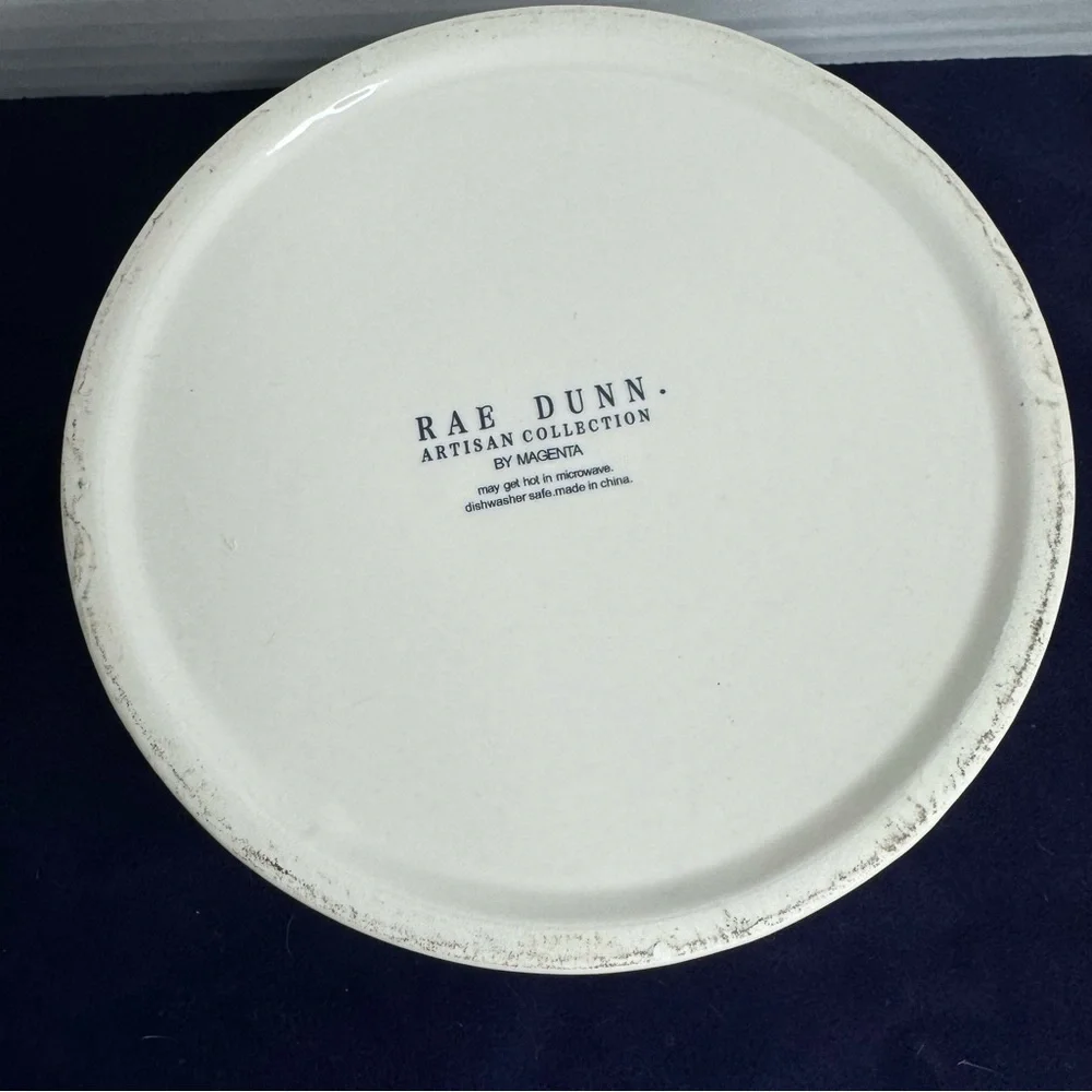 Rae Dunn Paw Print Devour Dimpled Large Dog Bowl Ceramic White Minimalist Rare